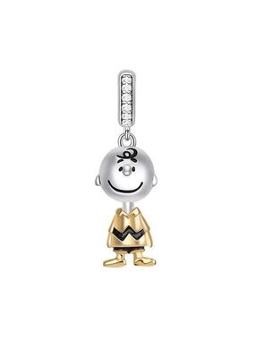 Charlie Brown Dangle Charm - Silver & Gold w/ rhinestones